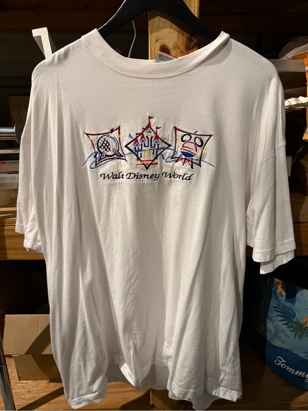 Disney White Short Sleeve Tee with Multicolor Embroidered Walt Disney World Logo